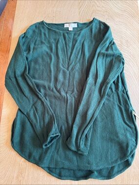 Michael Kors Deep Green Long Sleeve Scoop Neck Top